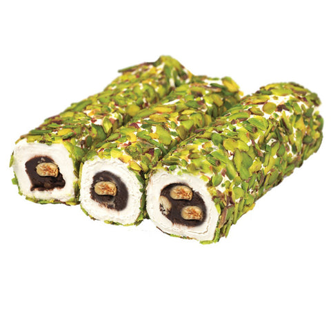 Milk Chocolate & Hazelnut Cream Roll With Pistachio Fillets